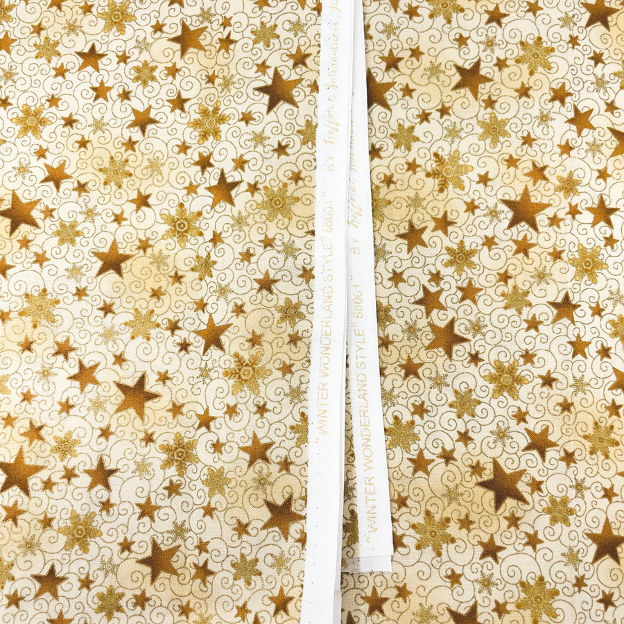 1 yd - Gold Swirl Stars - Winter Wonderland Fabric