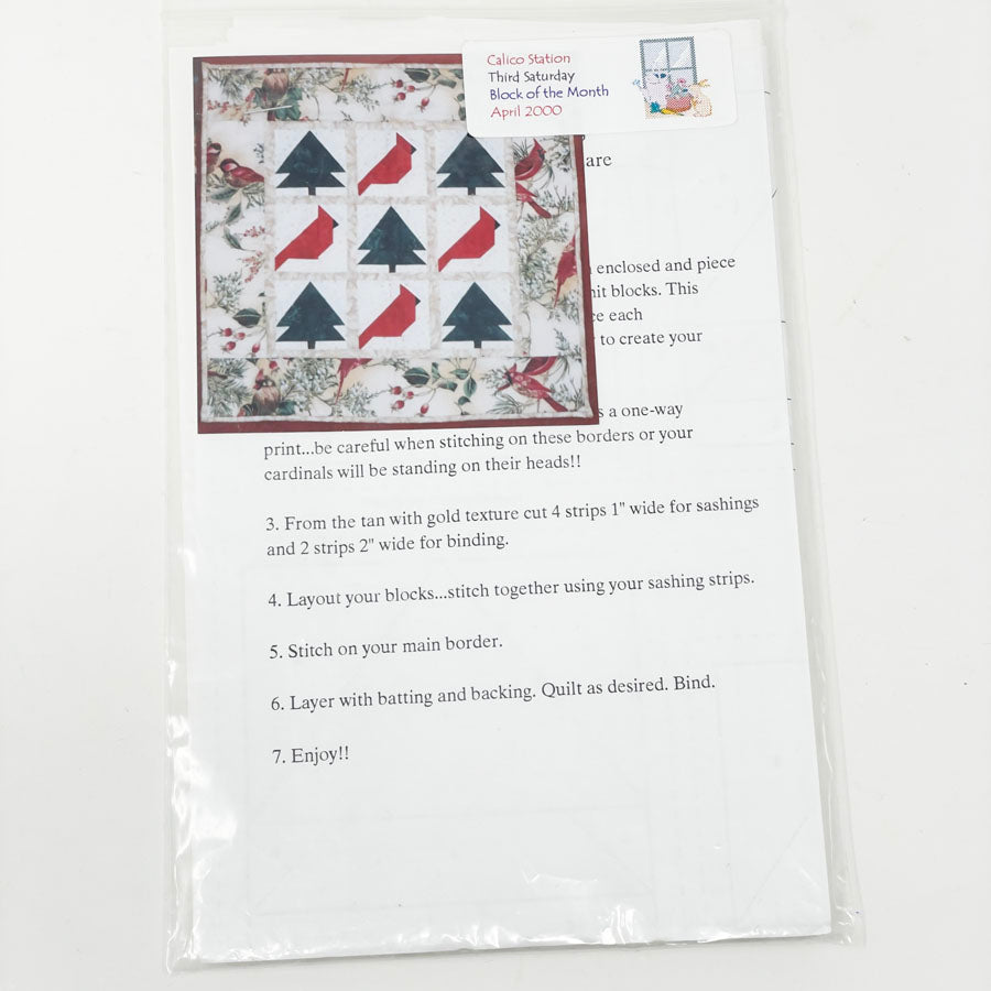 Calico Station Cardinal/Tree Quilt Block Pattern