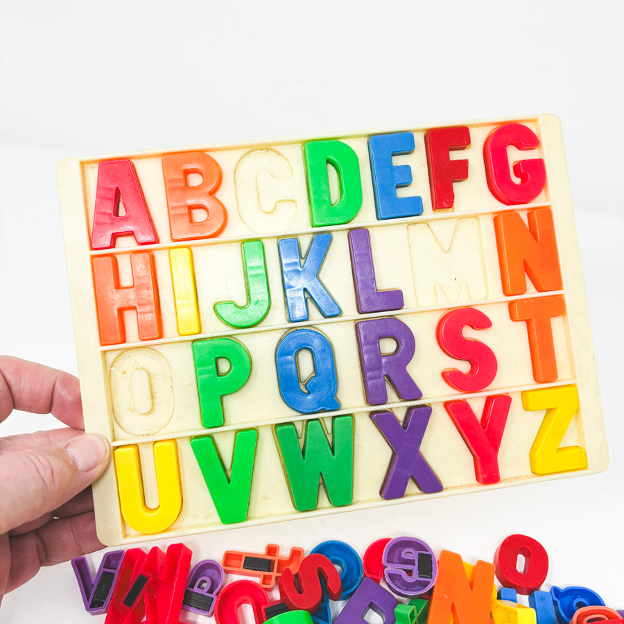 Vintage Fisher Price School House Alphabet Tray & Asst. Letters