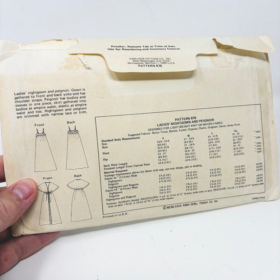 1970's Kwik-Sew 876 Dress (S-XL) Sewing Pattern