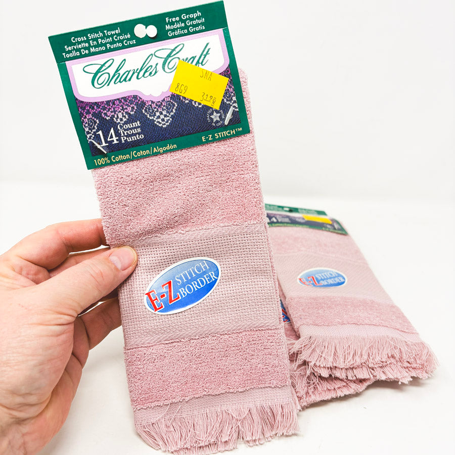 Charles Craft 14 Count Rose Stitch Border Hand Towels