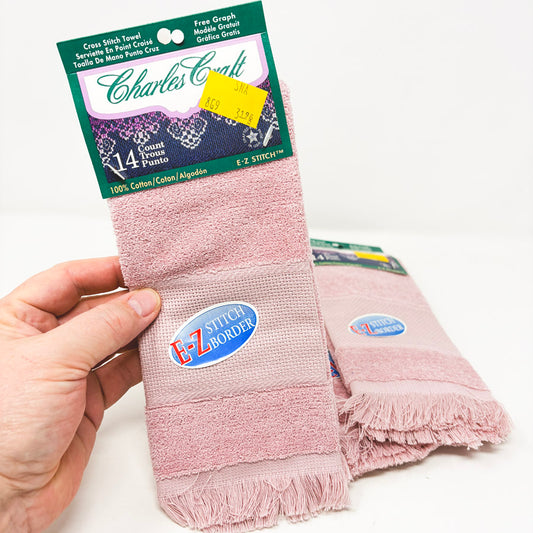 Charles Craft 14 Count Rose Stitch Border Hand Towels