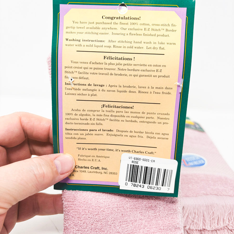 Charles Craft 14 Count Rose Stitch Border Hand Towels