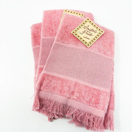 Crafter's Pride Pink Stitch Border Hand Towels