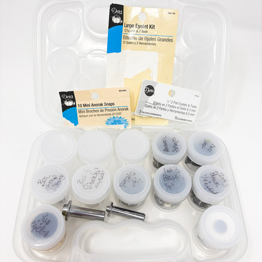 Case of Eyelets and Assorted Sewing Notions
