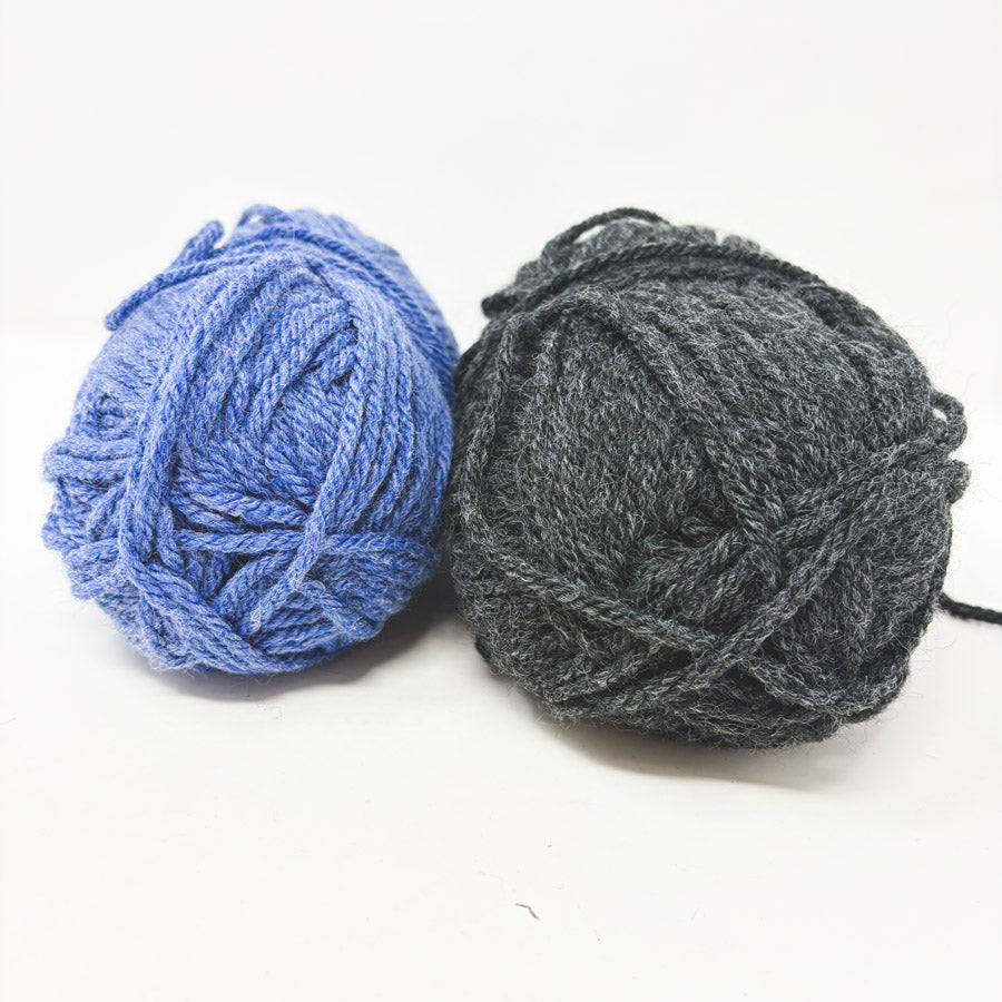 Unmarked Tweedy Wool Blend Black & Blue Yarn Bundle