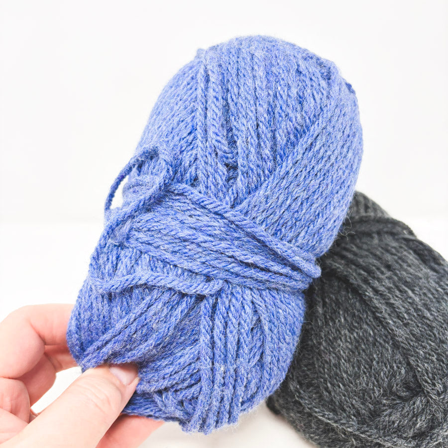 Unmarked Tweedy Wool Blend Black & Blue Yarn Bundle