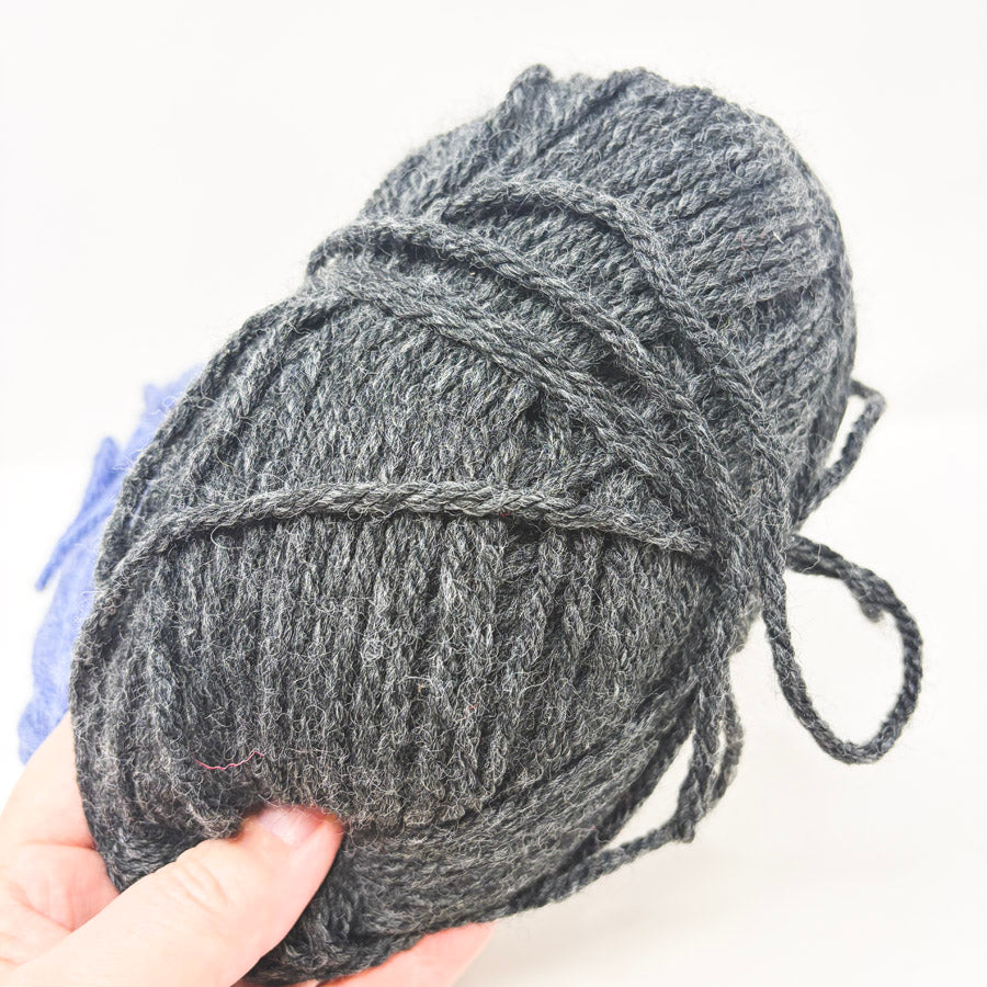 Unmarked Tweedy Wool Blend Black & Blue Yarn Bundle