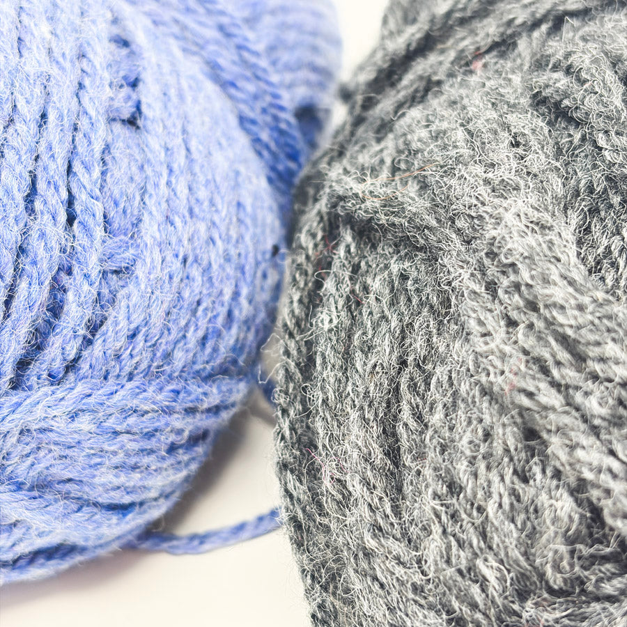 Unmarked Tweedy Wool Blend Black & Blue Yarn Bundle