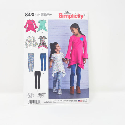 Simplicity 8430 Kids Top with Flounce and Leggings