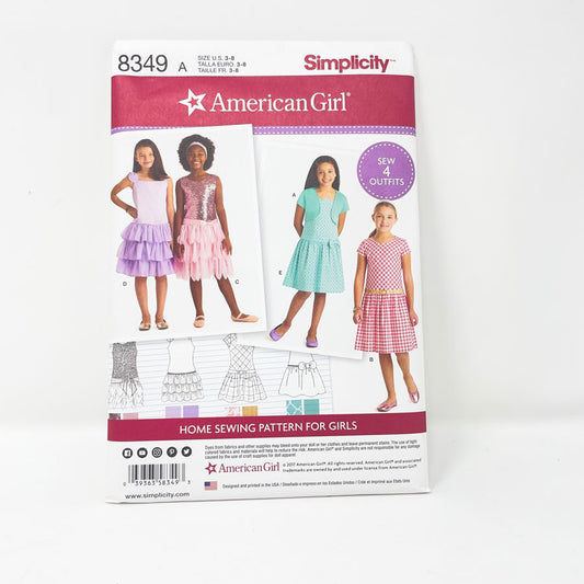 Simplicity 8349 American Girl Long Waisted Dress Pattern