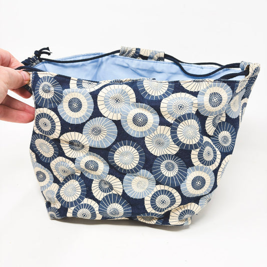 Handmade Blue Drawstring Project Pouch