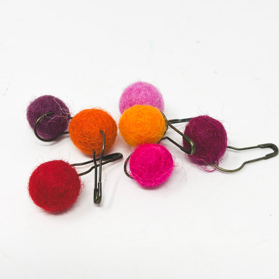 Merino Wool Felt Ball Stitch Markers