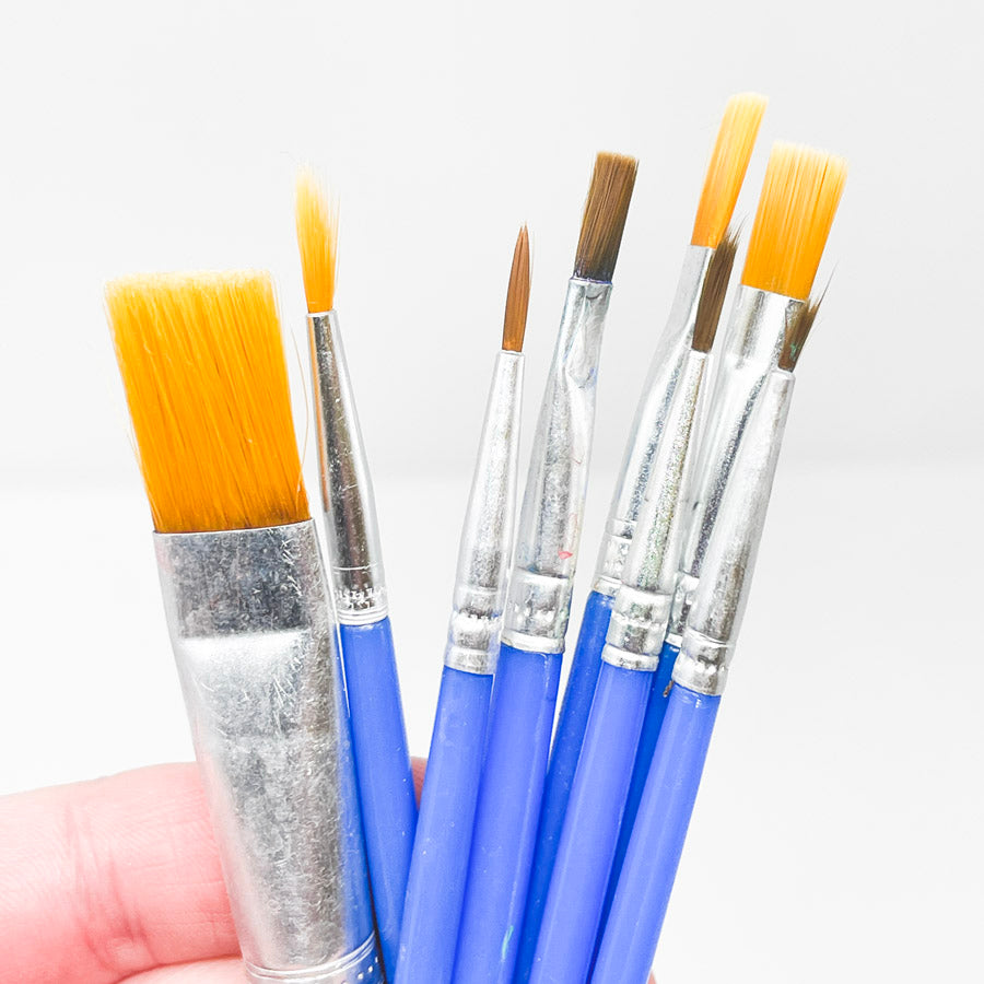 Bundle of Blue Handle Craft Paintbrushes