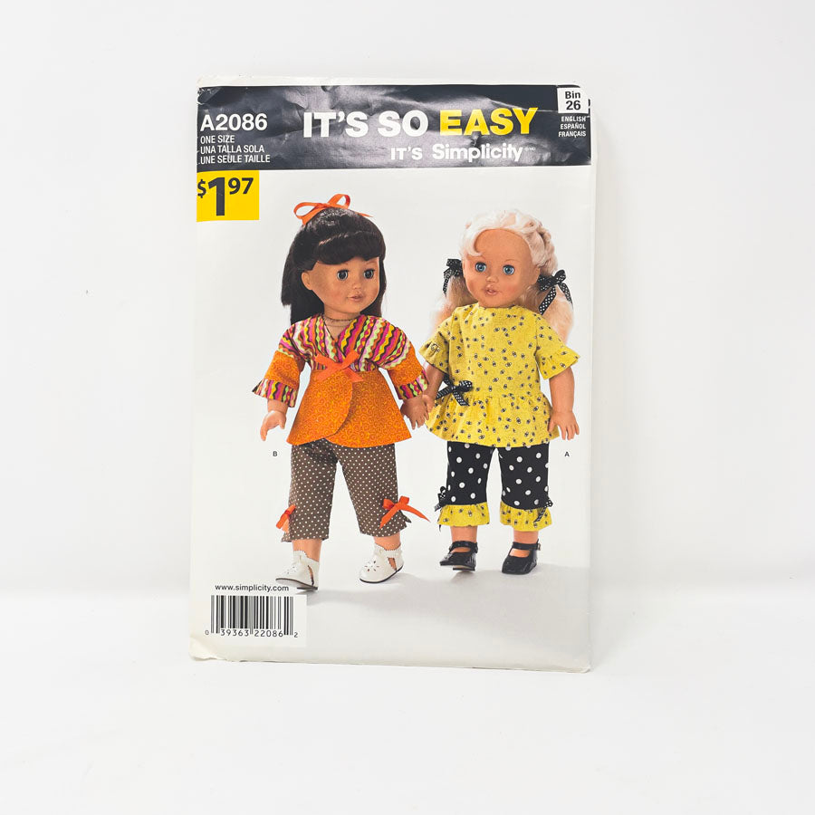 It's So Easy 18" Doll Clothing Patterns by Simplicity - Pick a Design