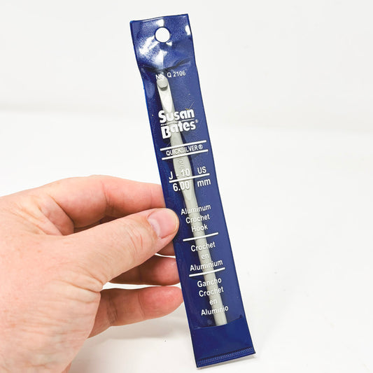 Susan Bates Quicksilver Aluminum Crochet Hook – J-10 (6.00 mm)