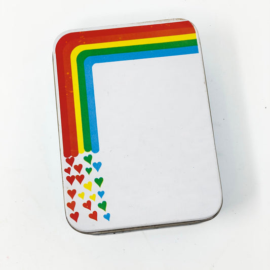 Vintage Giftco Stationery Tin – Rainbow Hearts Note Paper