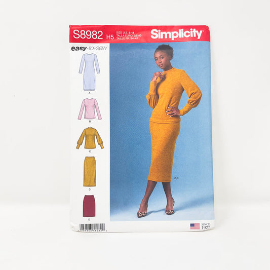 2019 Simplicity Sewing Patterns S8982 - Misses' Knit Two Pieces Sweater Dressing