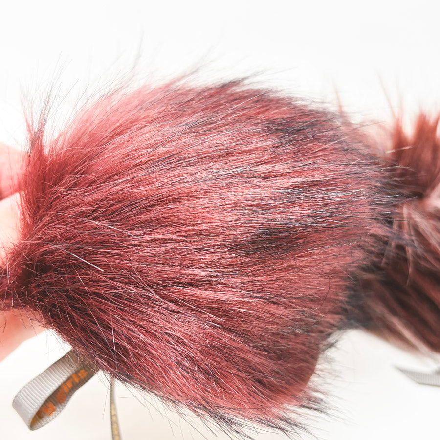 Grocery Girl Knit Faux Fur Pom Poms – Dark