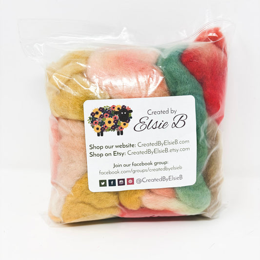 Created by Elsie B – Hand Dyed Blue Faced Leicester – Vintage Christmas
