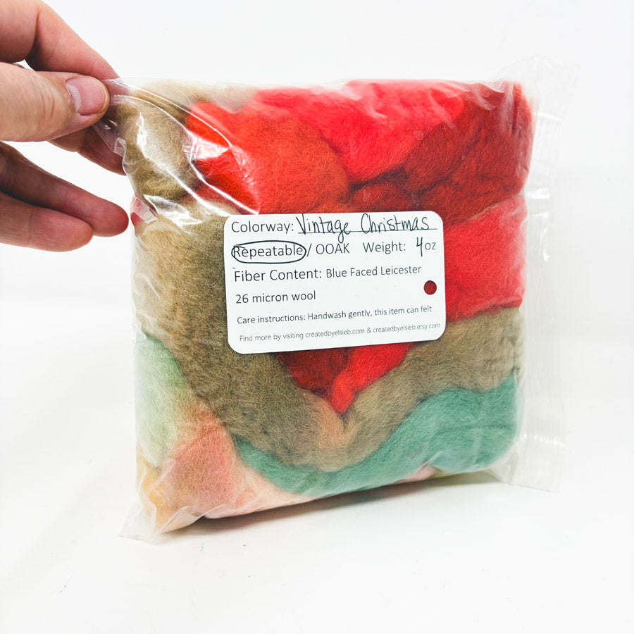 Created by Elsie B – Hand Dyed Blue Faced Leicester – Vintage Christmas