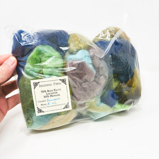 Inglenook Fibers – Hand Dyed Blue Faced Leicester – Downpour