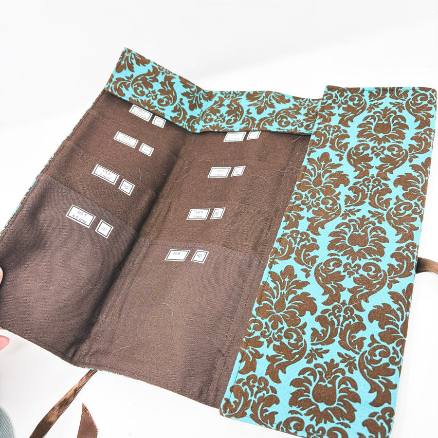 Teal & Brown Knitting Needle Case