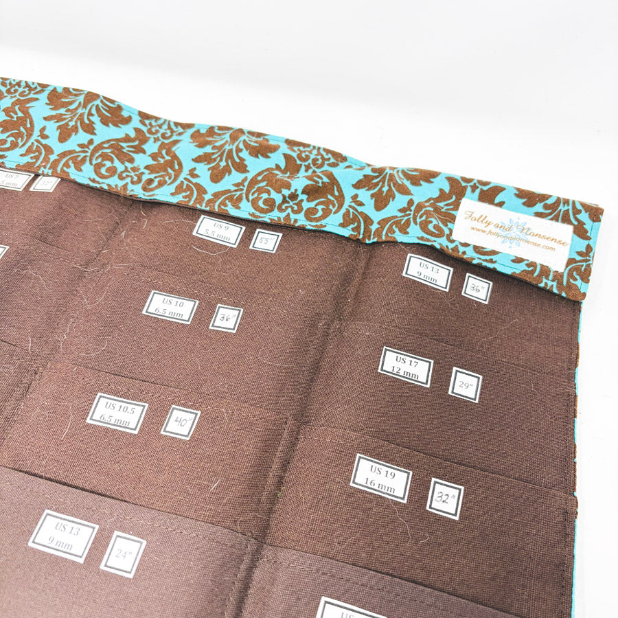 Teal & Brown Knitting Needle Case