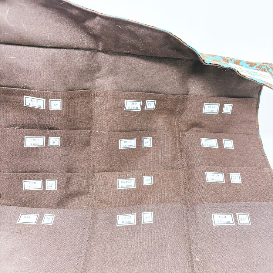 Teal & Brown Knitting Needle Case