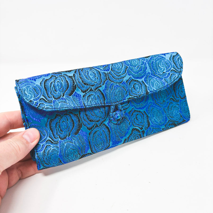 Blue Rose Print Knitting Needle Case