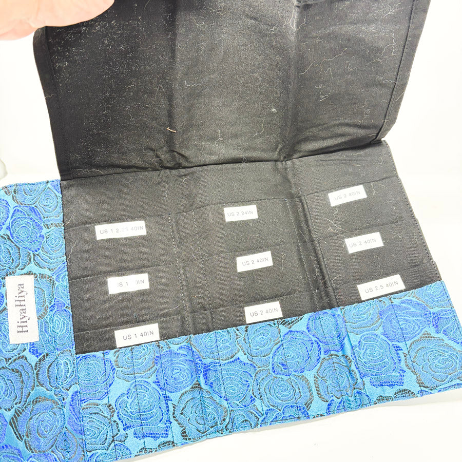Blue Rose Print Knitting Needle Case