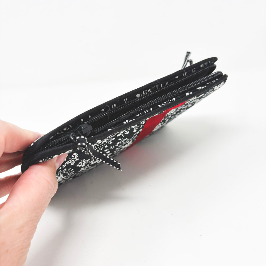 Red Stripe B&W Print Knitting Needle Case