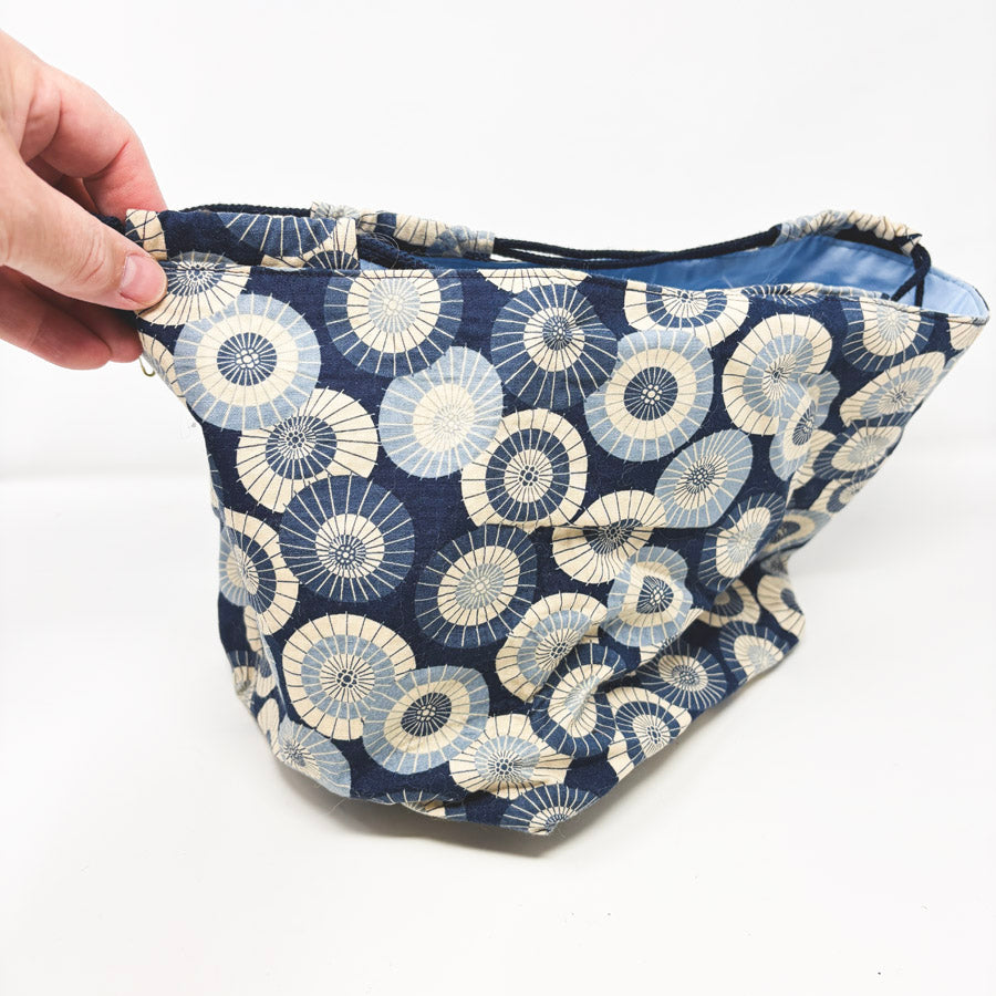 Handmade Blue Drawstring Project Pouch