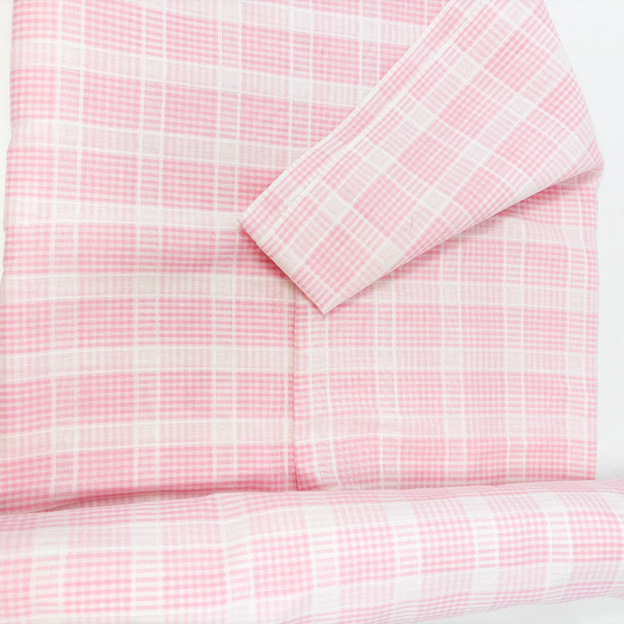 Appx 3 Yds Pink Gingham Cotton Fabric
