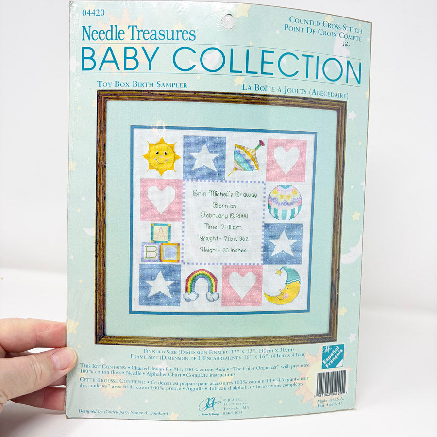 Toy Box Birth Sampler – Needle Treasures Cross Stitch Kit