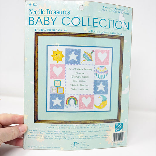 Toy Box Birth Sampler – Needle Treasures Cross Stitch Kit