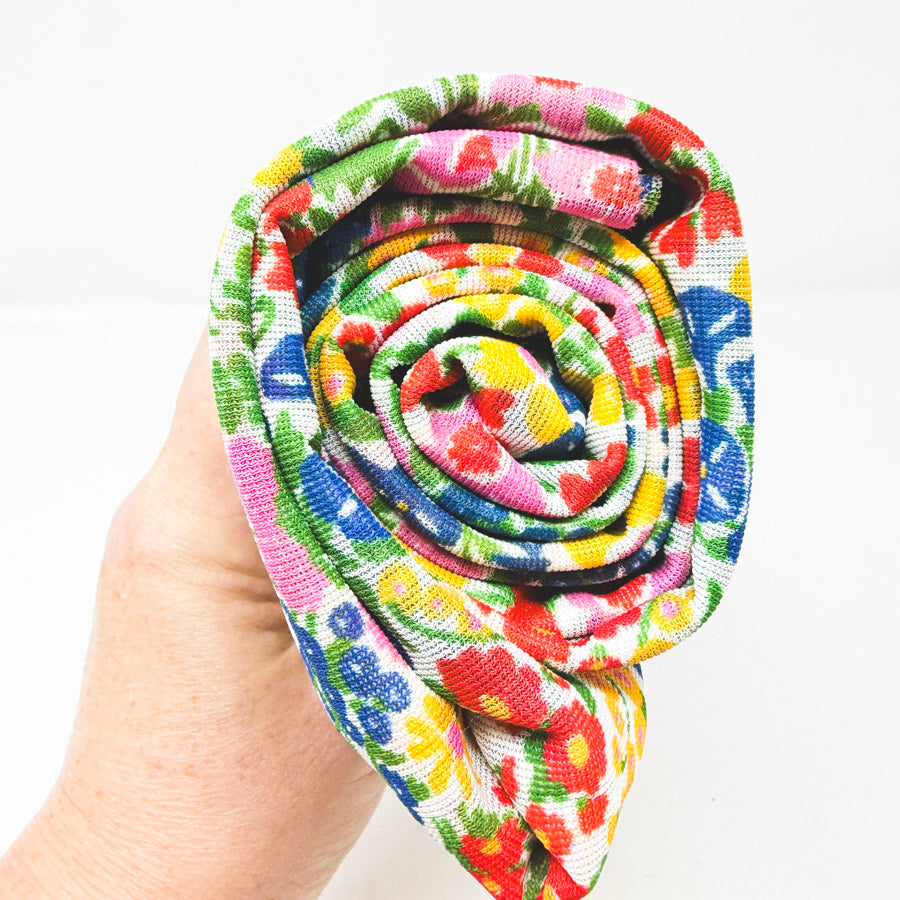 Appx 3 Yds Floral Polyester Open Weave Fabric