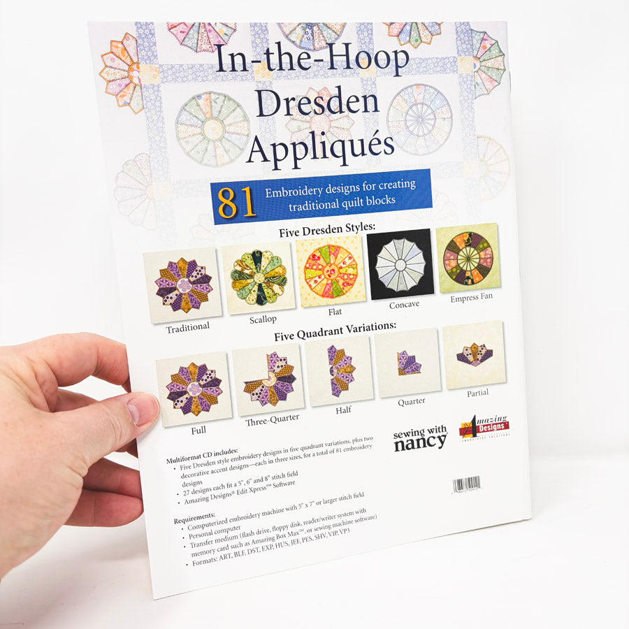 In-the-Hoop Dresden Appliques Booklet by Sewing with Nancy