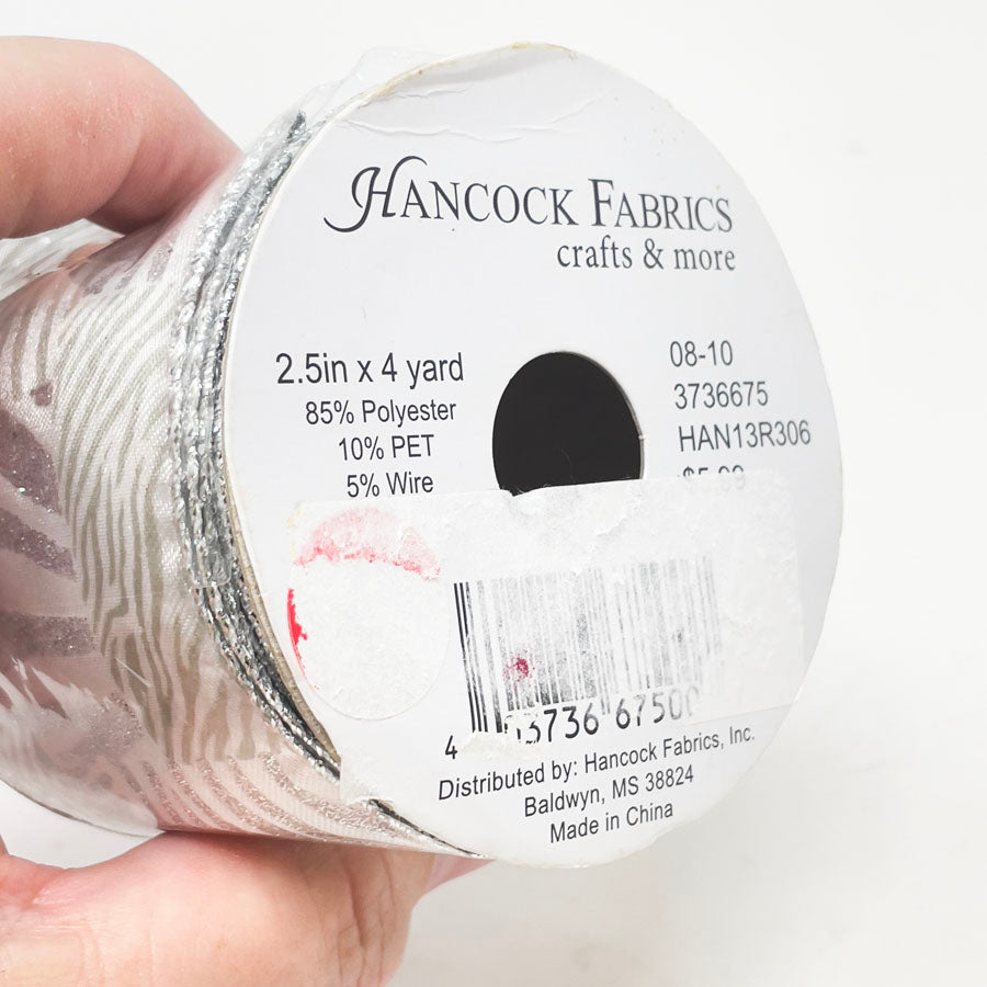 Hancock Fabrics Silver Animal Print Ribbon