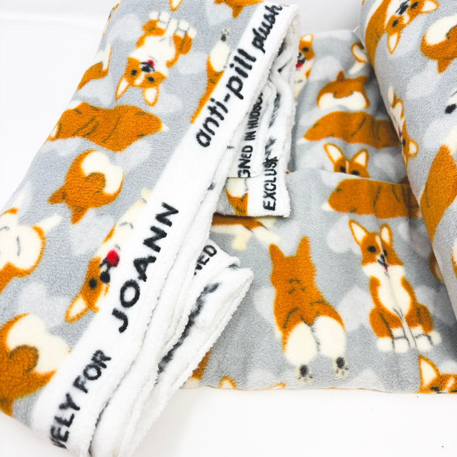 Appx 3 Yds Fleece Corgi Fabric