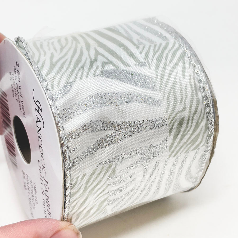 Hancock Fabrics Silver Animal Print Ribbon