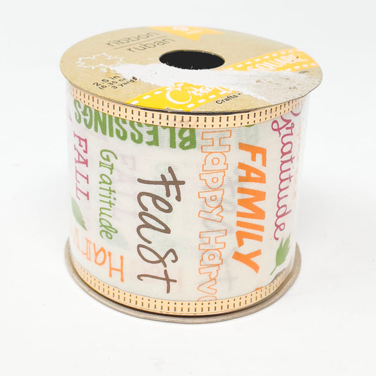 Thankful Autumn Ribbon with Gold Edge