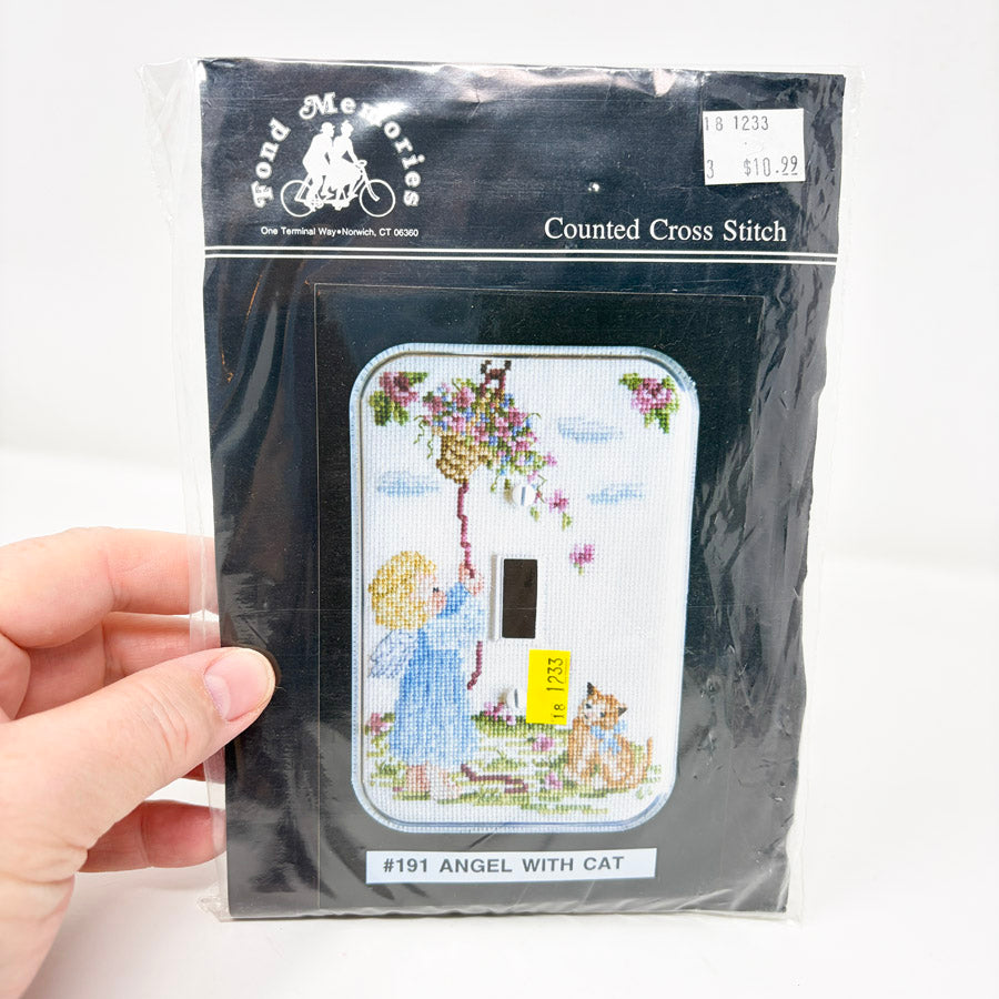 Angel with Cat – Fond Memories Cross Stitch Switchplate Kit