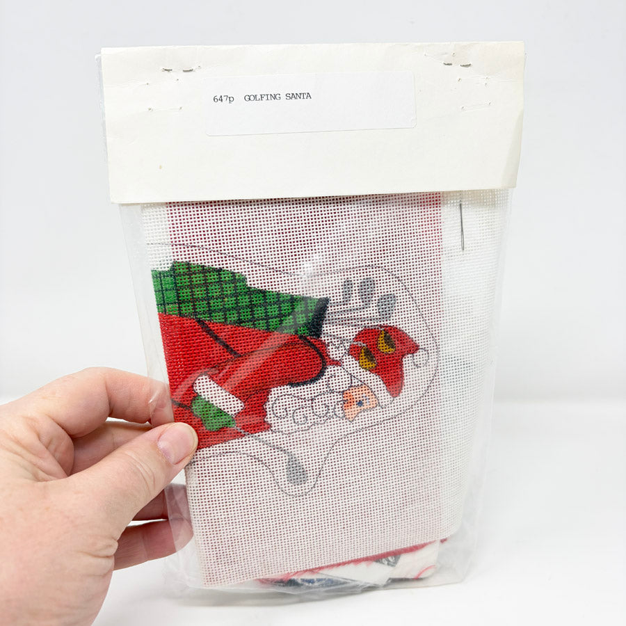 Golfing Santa – Village Needlecraft Needlepoint Ornament Kit
