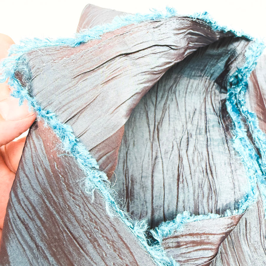 Appx 3 Yds Rust Blue Iridescent Taffeta Fabric
