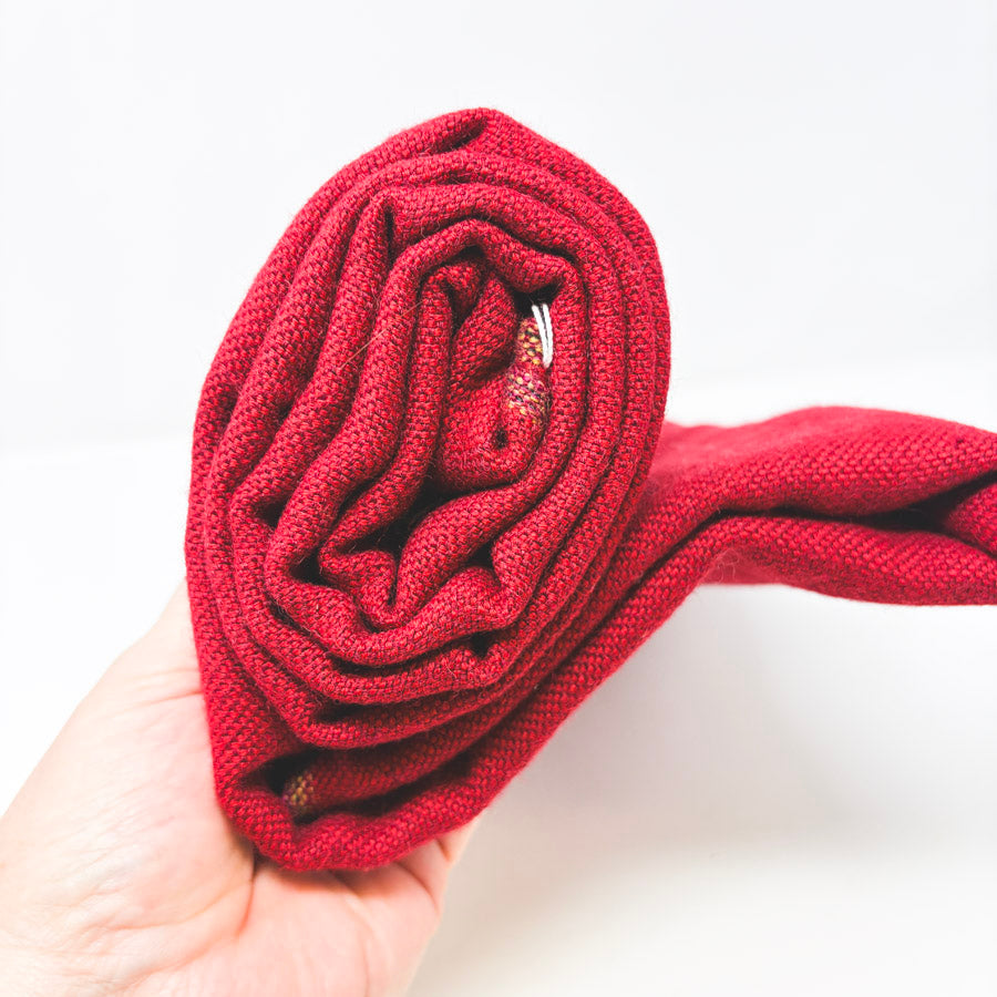 Appx 1 yd - Red Heavy Woven Wool Blend Fabric