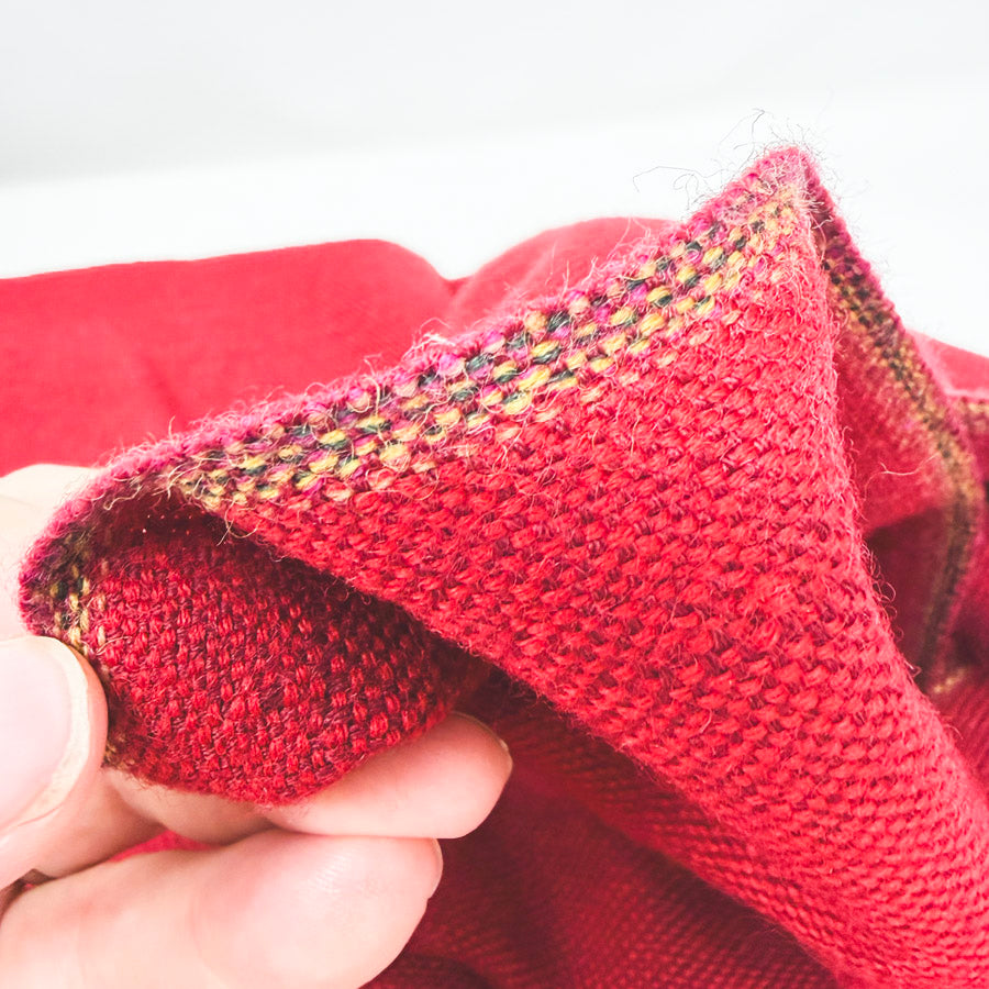 Appx 1 yd - Red Heavy Woven Wool Blend Fabric
