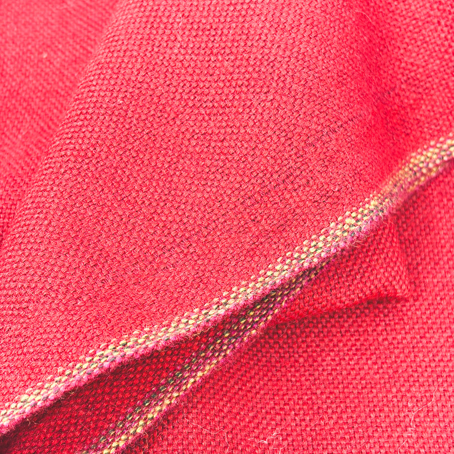 Appx 1 yd - Red Heavy Woven Wool Blend Fabric