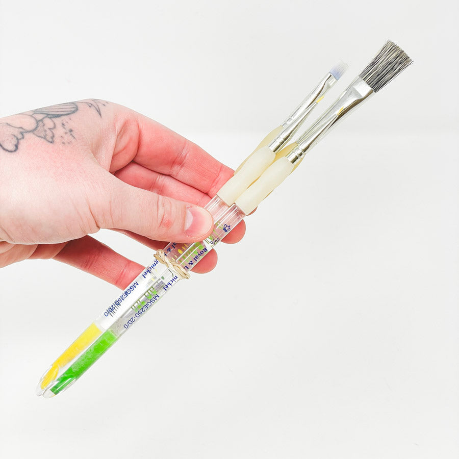 Bundle of Four R&L Clear Handle Paintbrushes