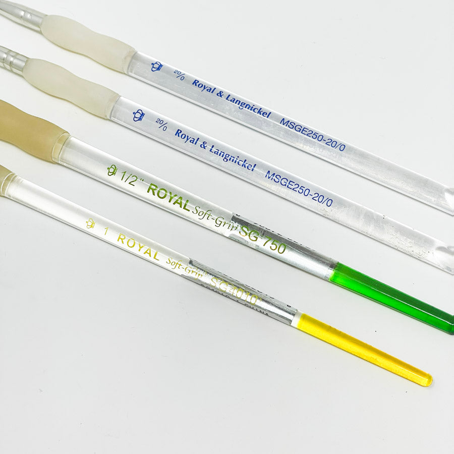 Bundle of Four R&L Clear Handle Paintbrushes